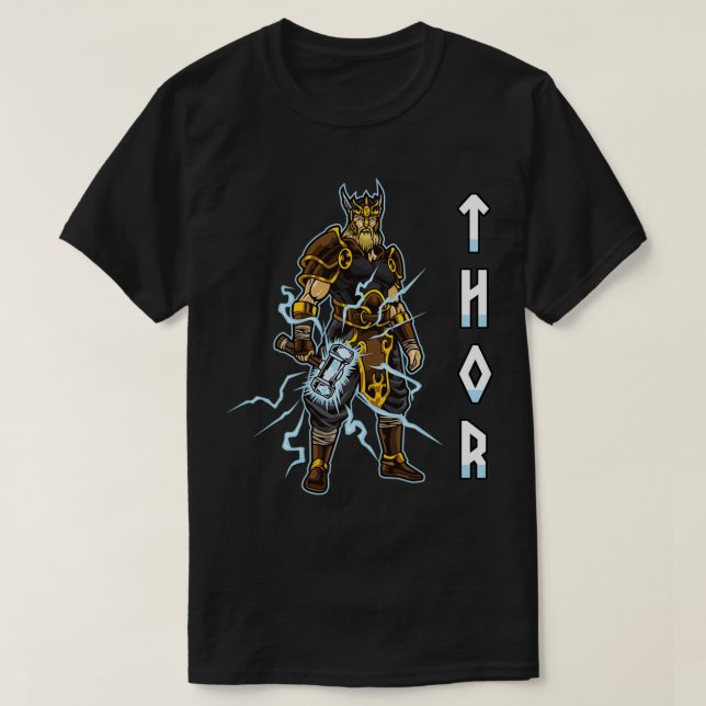 T-shirt Thunder God Thor Norse Mythologie Viking Warrior (Design devant)
