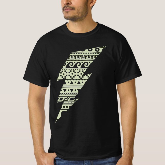 T-shirt Thunderbolt, Clé Grecque, Vague Surfer (Devant)