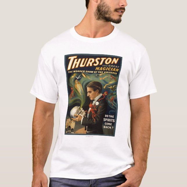 T-shirt Thurston le grand magicien jugeant le crâne (Devant)