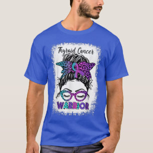 T-shirt Thyroid Cancer Guerrier Messy Bun Purple, Turquois