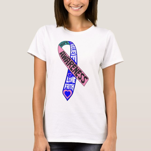 T-shirt Thyroid Cancer Slogans Ruban (Devant)