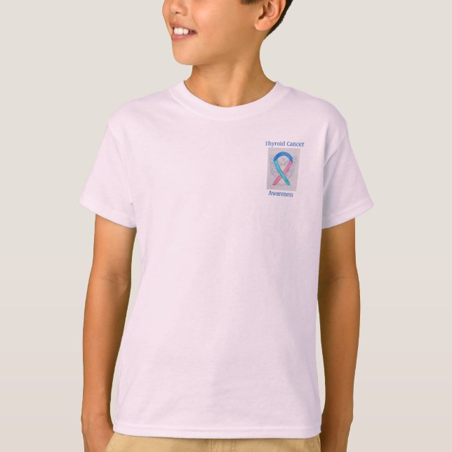T-shirt Thyroïde Cancer Sensibilisation Ruban Angel person (Devant)