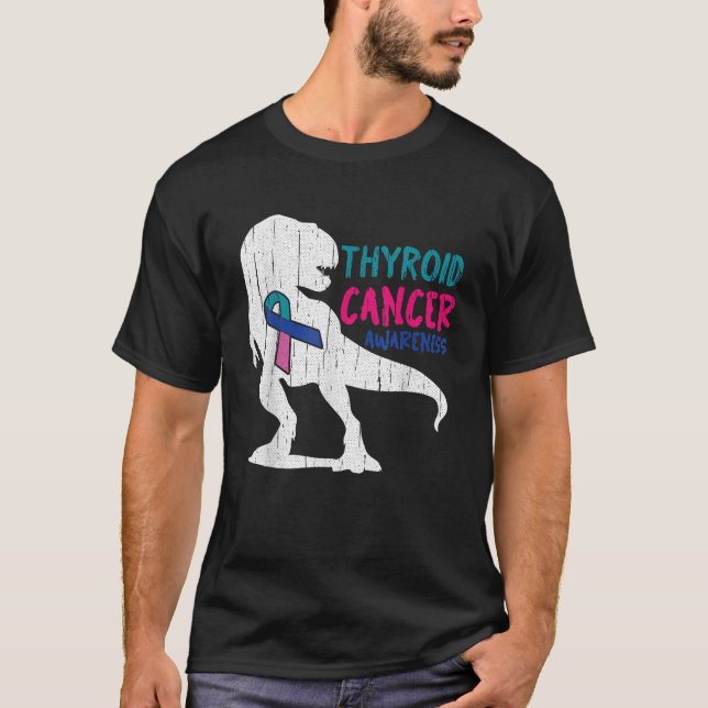 T-shirt Thyroïde Cool de sensibilisation au cancer T Rex g (Devant)