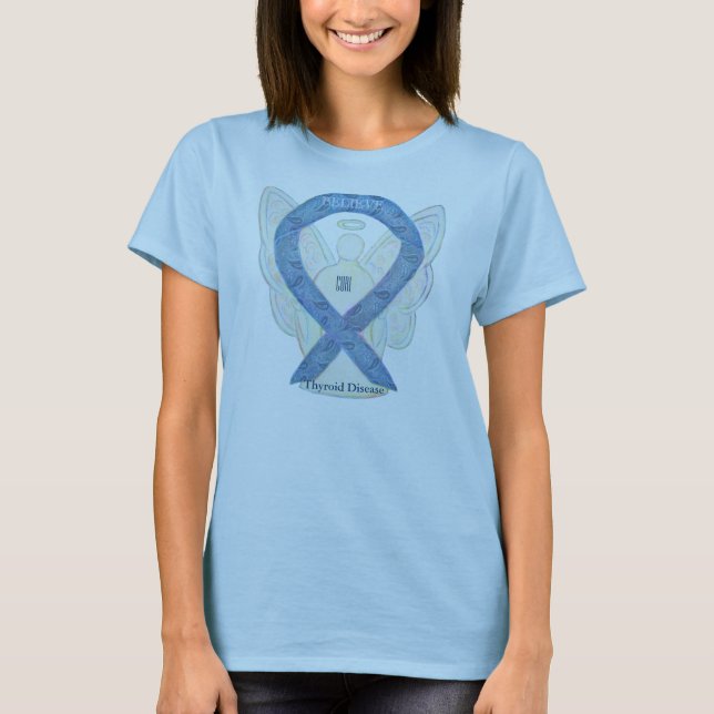 T-shirt Thyroïde Maladie Sensibilisation Ruban Angel Chemi (Devant)