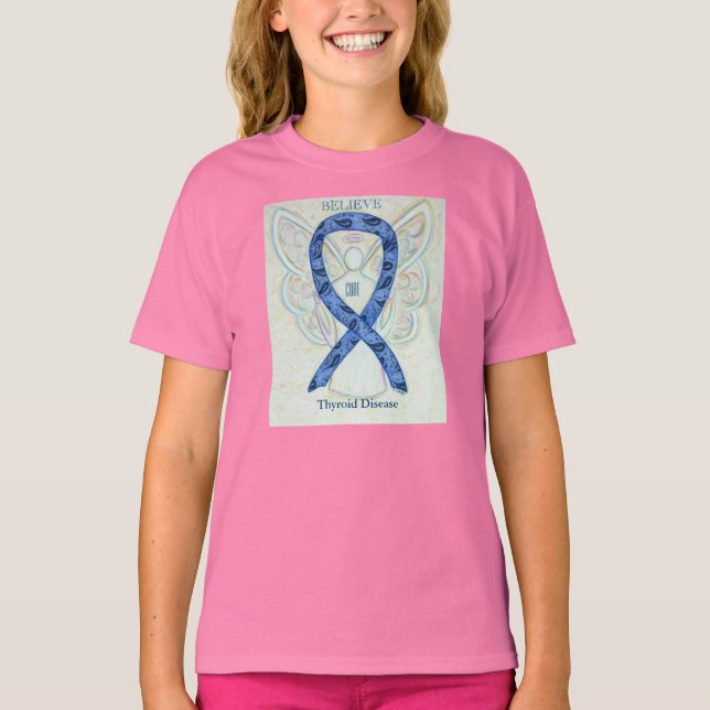 T-shirt Thyroïde Maladie Sensibilisation Ruban Angel Chemi (Devant)