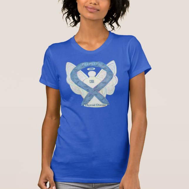 T-shirt Thyroïde Maladie Sensibilisation Ruban Angel Chemi (Devant)