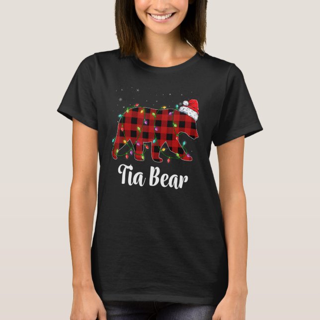 T-shirt Tia Bear Buffalo Red Plaid Matching Family Christm (Devant)