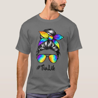 T-shirt Tia élégante Vie Cheveux décoiffés Nœud Teinture f