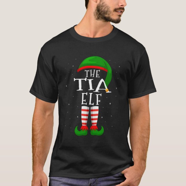 T-shirt Tia Elf Funny Matching Family Group Noël (Devant)
