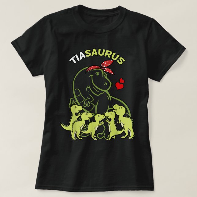 T-shirt Tiasaurus Tia 5 Enfants Dinosaur Tante Tante Tita  (Design devant)