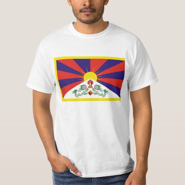 T-shirt Tibet libre - Drapeau tibétain (Devant)