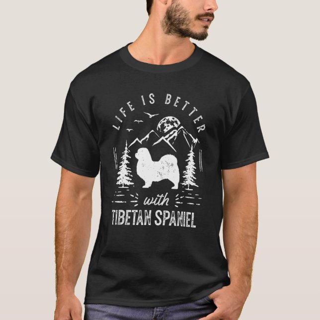 T-shirt Tibétain Espagnol Vie Mieux Maman Papa Chien (Devant)