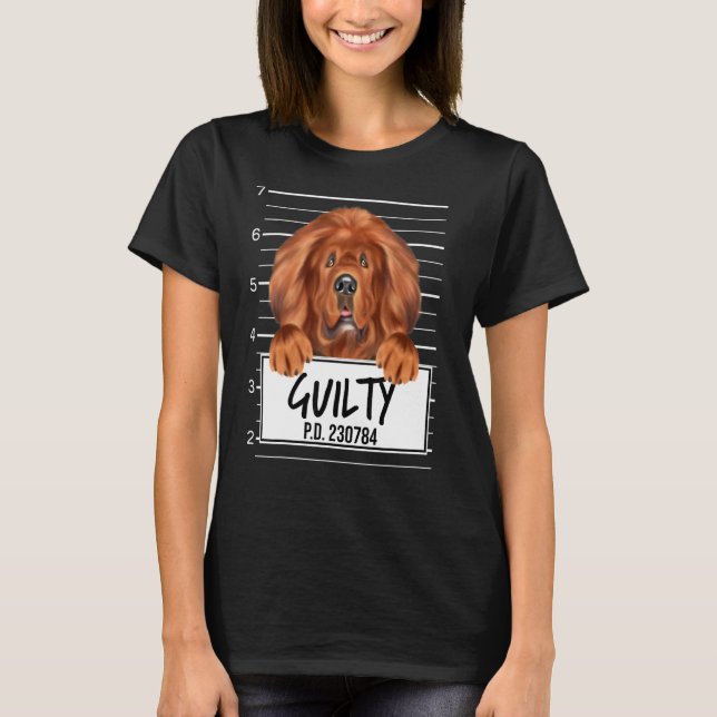 T-shirt Tibétain Mastiff Mugshot Chien coupable (Devant)