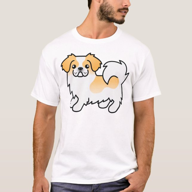 T-shirt Tibétain Spaniel Parti-Couleur Faon Chien de Dessi (Devant)