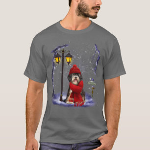 T-shirt Tibétain Terrier Père Noël neige Noël léger hiver