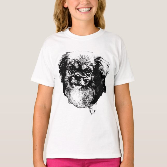 T-shirt Tibetan Spaniel Tee – Visage de Chien à l'Encre Ca (Devant)