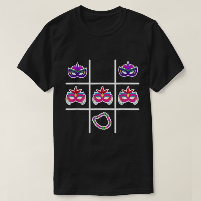 T-shirt Tic Tac Toe Mardi Gras Cool Carnival Parade Masque (Design devant)
