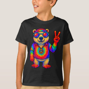 T-shirt Tie and Dye Ours Lar Signe de Paix Hip