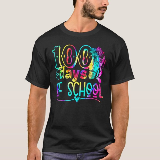T-shirt Tie Dye 100 Days Brighter Student Happy 100th Day  (Devant)