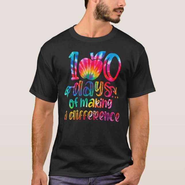 T-shirt Tie Dye 100 jours de faire une différence 100e jou (Devant)