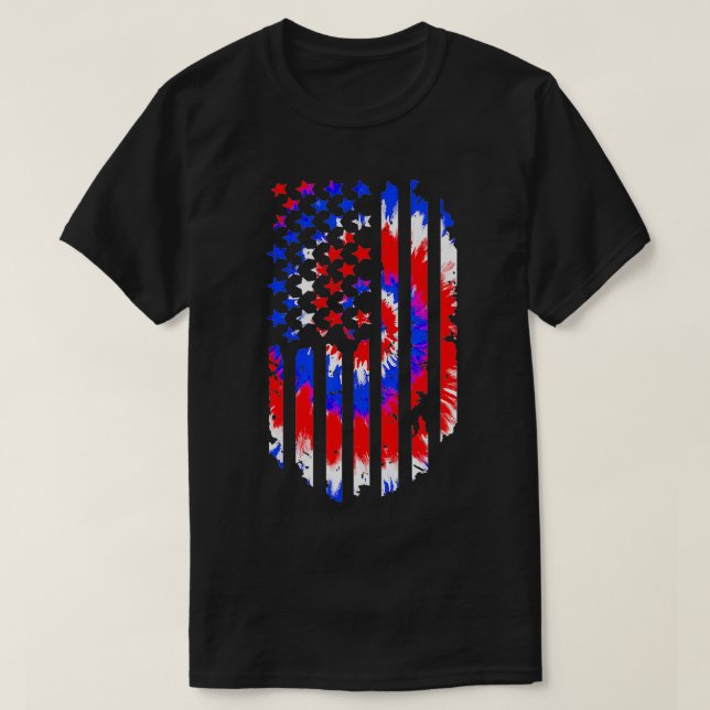 T-shirt Tie Dye American Flag Patriotic Happy 4th Of July  (Design devant)