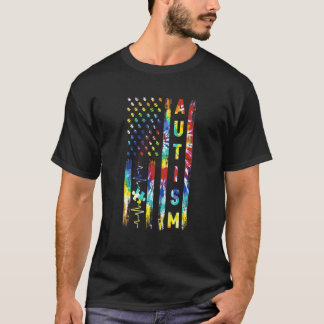 T-shirt Tie Dye American Flag Sensibilisation sur l'autism