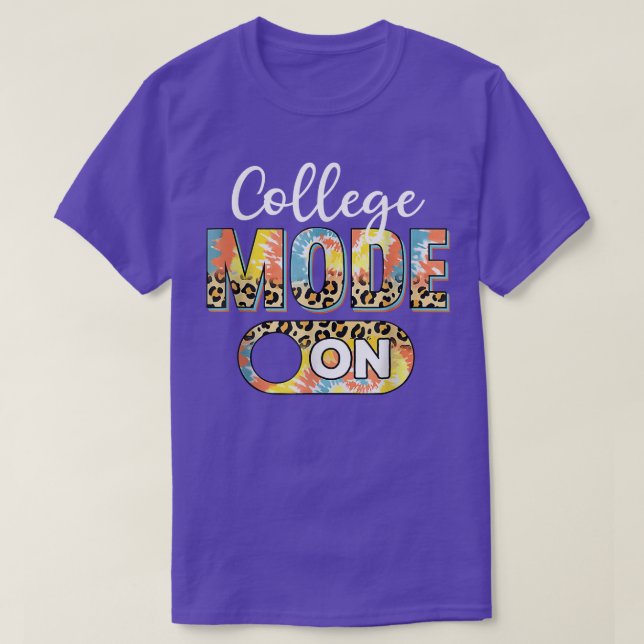 T-shirt Tie Dye Back To School College Mode On Leopard  (Design devant)