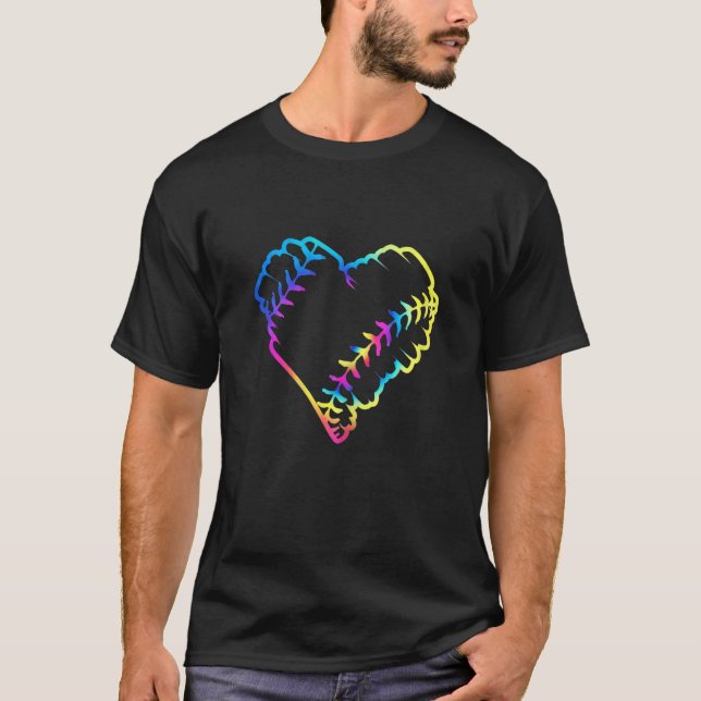 T-shirt Tie Dye Baseball Heart Baseball Fans Baseball  3 (Devant)