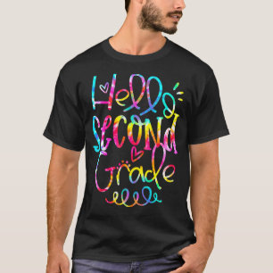 T-shirt Tie Dye Bonjour 2e année Enseignant 1er jour O