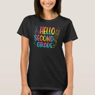 T-shirt Tie Dye Bonjour 2e année Enseignant 1er jour O