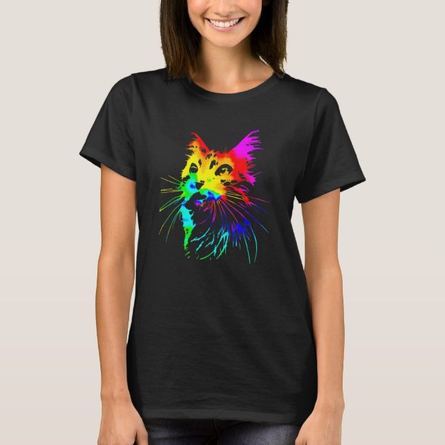T-shirt Tie Dye Ca  Colorful Tye Dye Kitten (Devant)