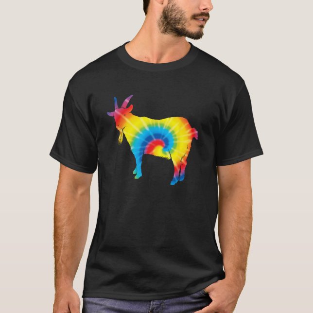 T-shirt Tie Dye Chamois arc-en-ciel Imprimer Animal Hippie (Devant)