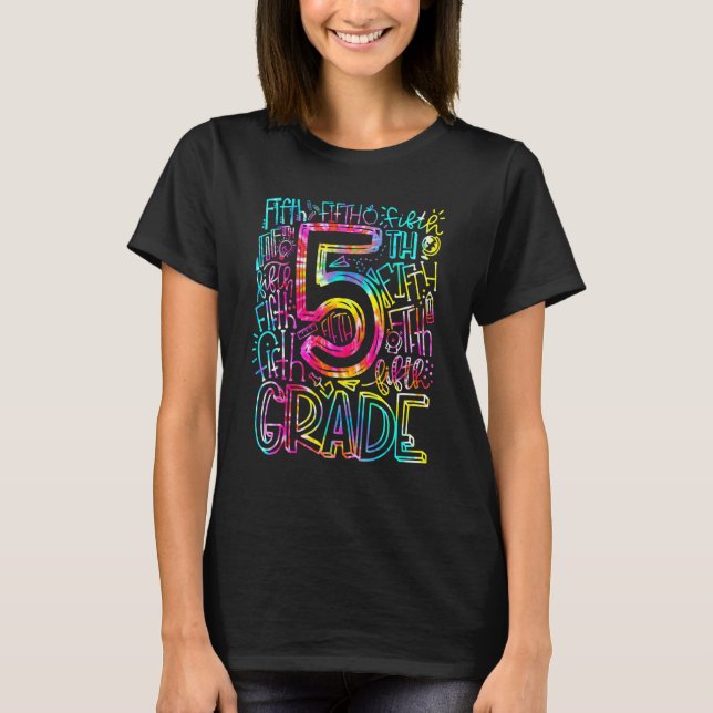 T-shirt Tie Dye Cinquième 5e Année Enseignant Élèv (Devant)