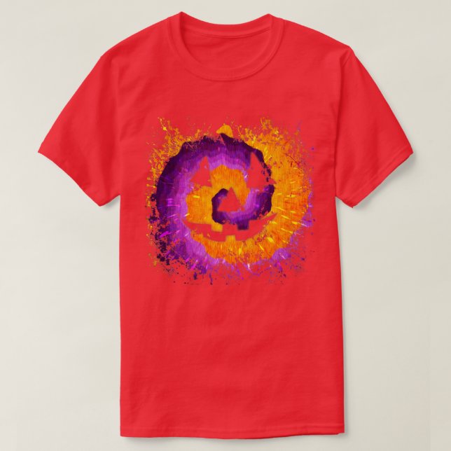 T-shirt Tie Dye Citrouille mal Monster Face JackOLantern H (Design devant)