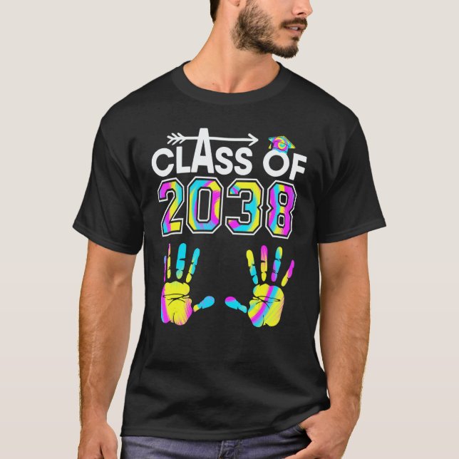 T-shirt Tie Dye Class Of 2038 Kindergarten Handprint Grow  (Devant)