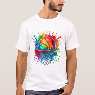 T-shirt Tie Dye Coloré de Basket-ball Couleur