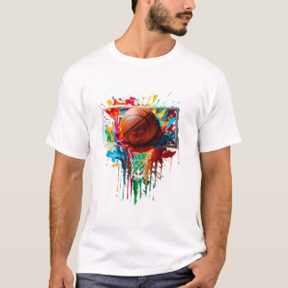 T-shirt Tie Dye Coloré de Basketball Couleur
