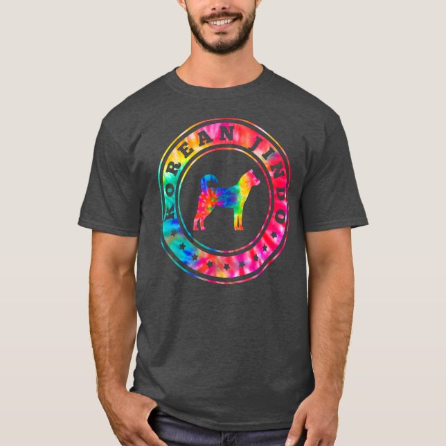 T-shirt Tie Dye Coréen Jindo Chien Maman Papa Pet Lover  (Devant)