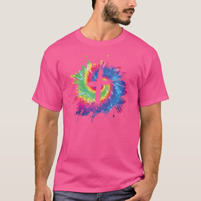 T-shirt Tie-Dye Croix Dieu Jésus Foi Hippie Chrétien (Devant)