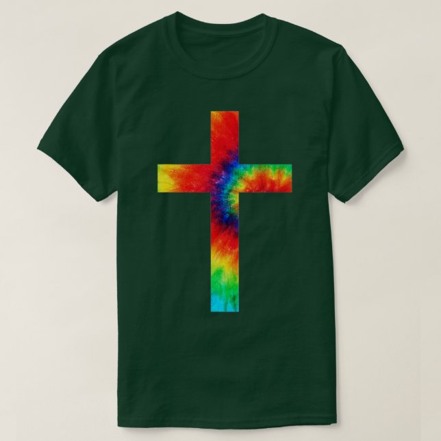 T-shirt Tie Dye Cross Cravate Dyed Religion (Design devant)