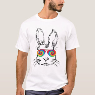 T-shirt Tie Dye Cute Bunny Visage Lunettes de soleil Jour