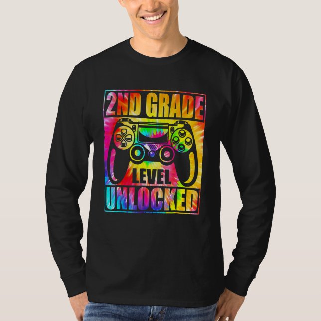 T-shirt Tie-Dye Dos Niveau 2 Débloqué Jeu Vidéo (Devant)