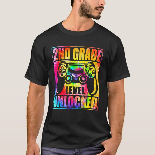 T-shirt Tie-Dye Dos Niveau 2 Débloqué Jeu Vidéo (Devant)