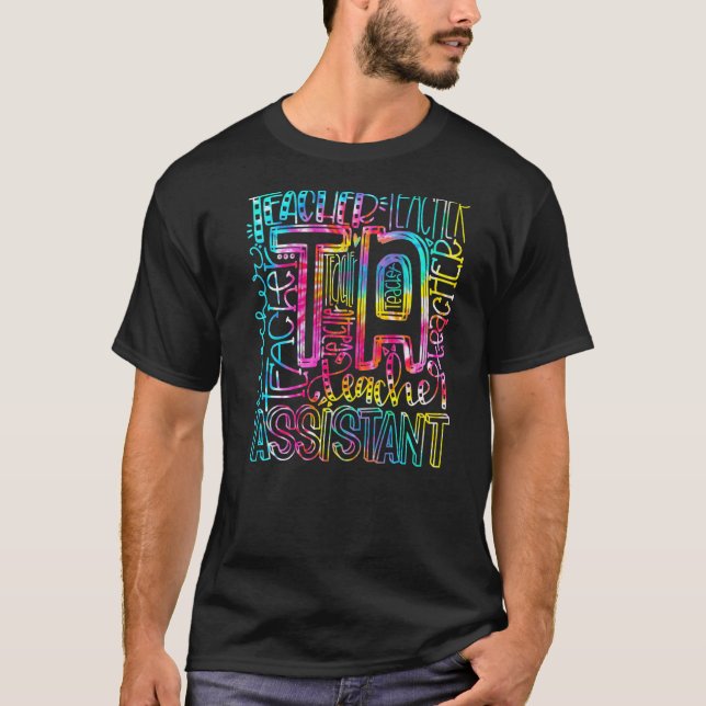 T-shirt Tie Dye Enseignant Assistant Typographie Professeu (Devant)