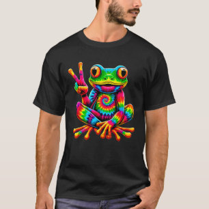 T-shirt Tie-Dye Grenouille Cool Signe de Paix Hipp