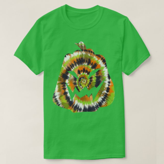 T-shirt Tie Dye Halloween Jack-o'-lantern Citrouille Black (Design devant)