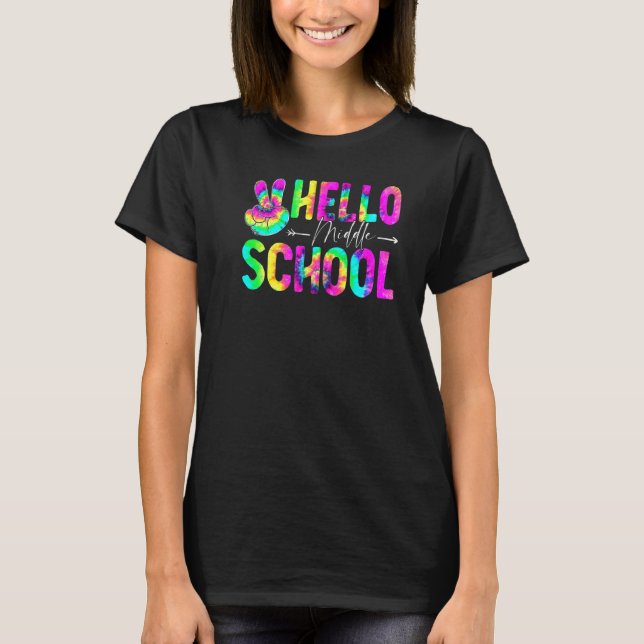 T-shirt Tie Dye Hello Middle School Retour à l'école Ensei (Devant)