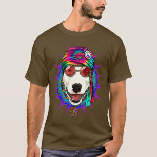 T-shirt Tie Dye Hippie Bull Terrier Hippiness Peace Love D