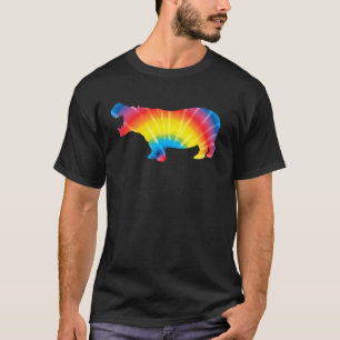 T-shirt Tie Dye Hippopotamus Rainbow Print Herd Hippie Pea