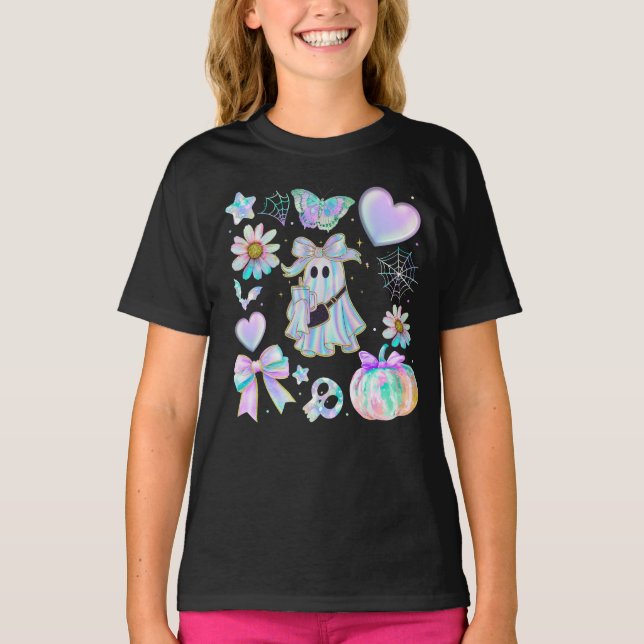 T-shirt tie-dye iridescent Halloween Fille Fantôme (Devant)